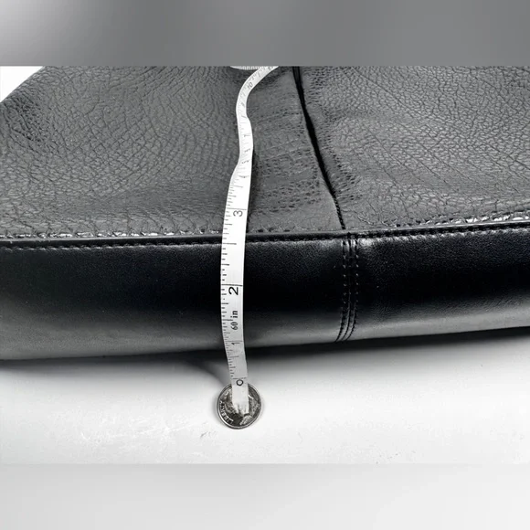 Coach Leather Charles Foldover Tote Bag Black Large